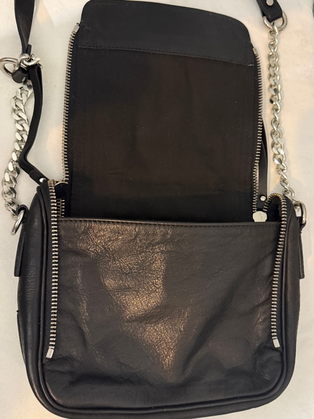 Zara Basic Hair on Hide Leather Black Cream Leopard Print Cowhide Crossbody Bag - Picture 12 of 16